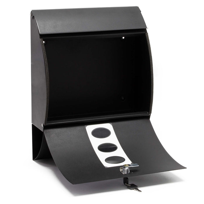 Cassetta postale V18 con vano portagiornale, verniciata a polvere nera