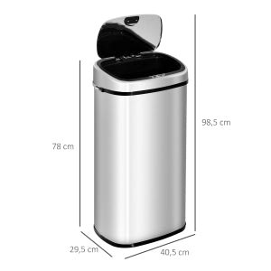 PATTUMIERA Automatica con sensore 68 L 72.0x43.5x32.0 cm Acciaio Inossidabile Argento