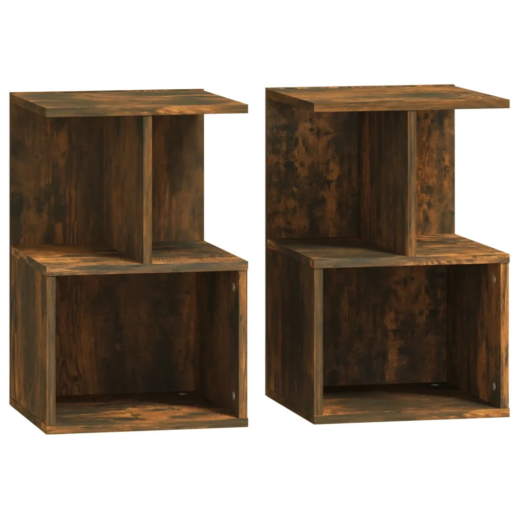 Comodini 2 pz Rovere Fumo 35x35x55 cm in Legno Multistrato 815184