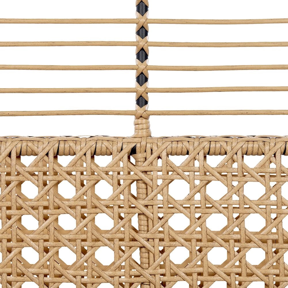 Divano grigio in PE naturale Rattan a 2 posti con cuscino di seduta intrecciato Design Boho