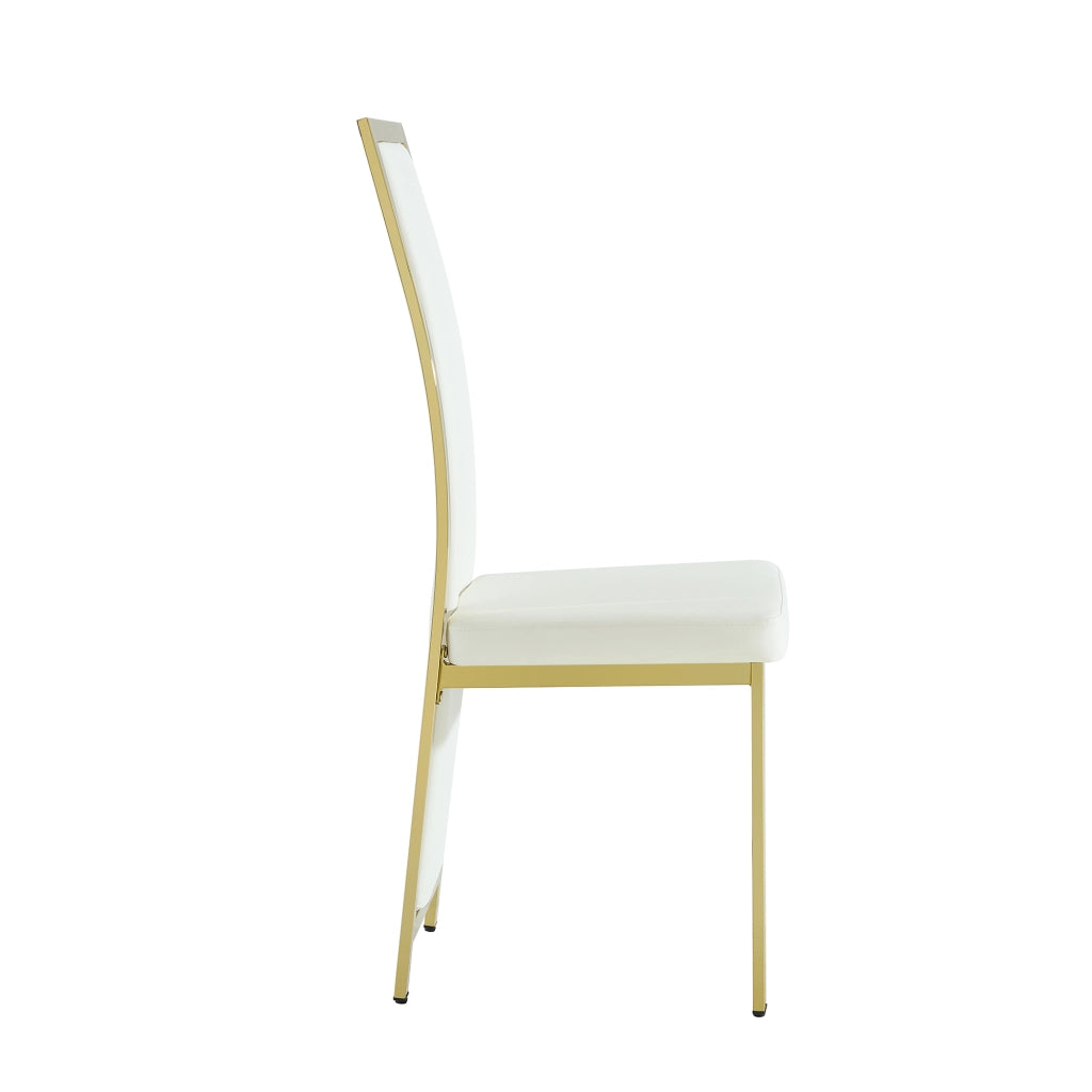 SEDIA Da pranzo 109 cm in PU bianco e metallo oro Set da 4 pezzi