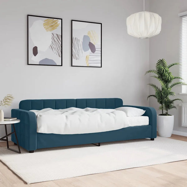 Divano Letto con Materasso Blu 80x200 cm in Velluto 3196897