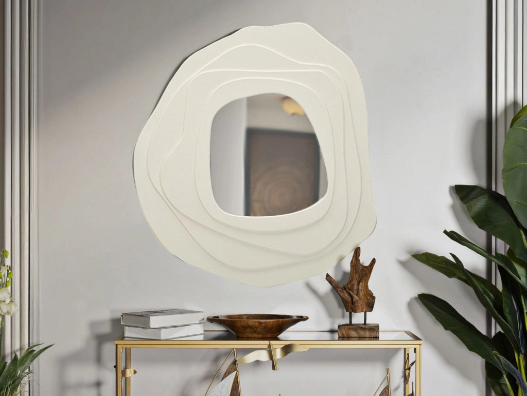 Specchio da Muro Dalia Bianco 90x4x97 cm in MDF e Specchio Bianco