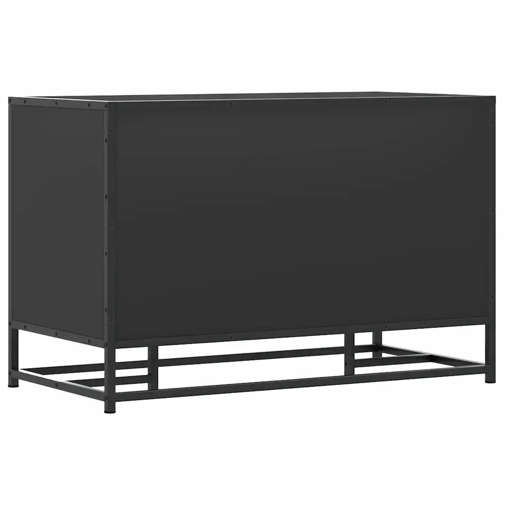 Panca Portaoggetti-Sgabello-Panca con Contenitore Nera 80x40x53,5 cm Multistrato e Metallo