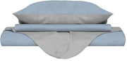 Copripiumino 1 Piazza e Mezzo con Sacco e Federe Doubleface Azzurro/Grigio Chiaro