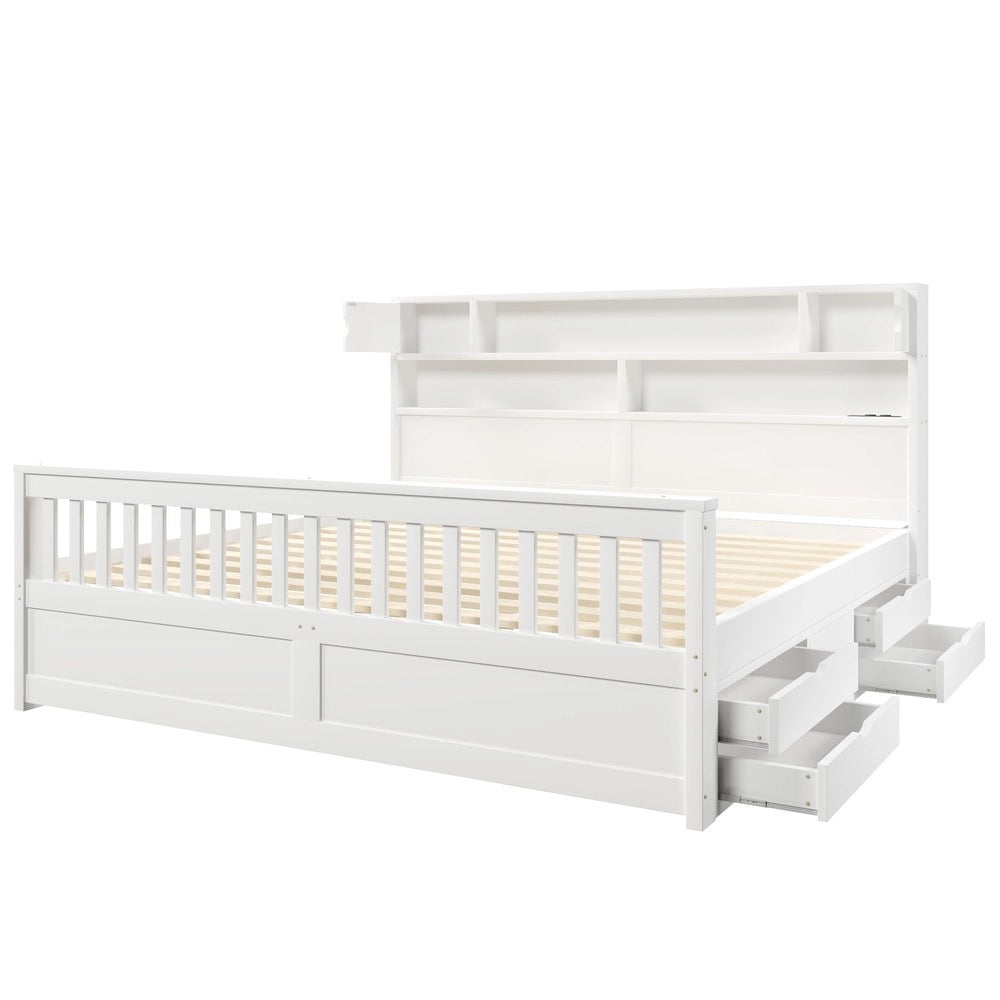 Letto Contenitore con LED, USB e Cassetti ¨C Xylo ¨C Bianco 180x200