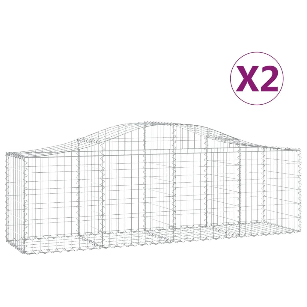 Set di 2 gabbioni ad arco per recinzione gabbia o muro di contenimento 200 x 50 x 60/80 cm ferro zincato argento 02_0041360