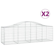Set di 2 gabbioni ad arco per recinzione gabbia o muro di contenimento 200 x 50 x 60/80 cm ferro zincato argento 02_0041360