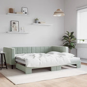 Divano Letto con Letto Estraibile Grigio Chiaro 90x190 Velluto 3196704