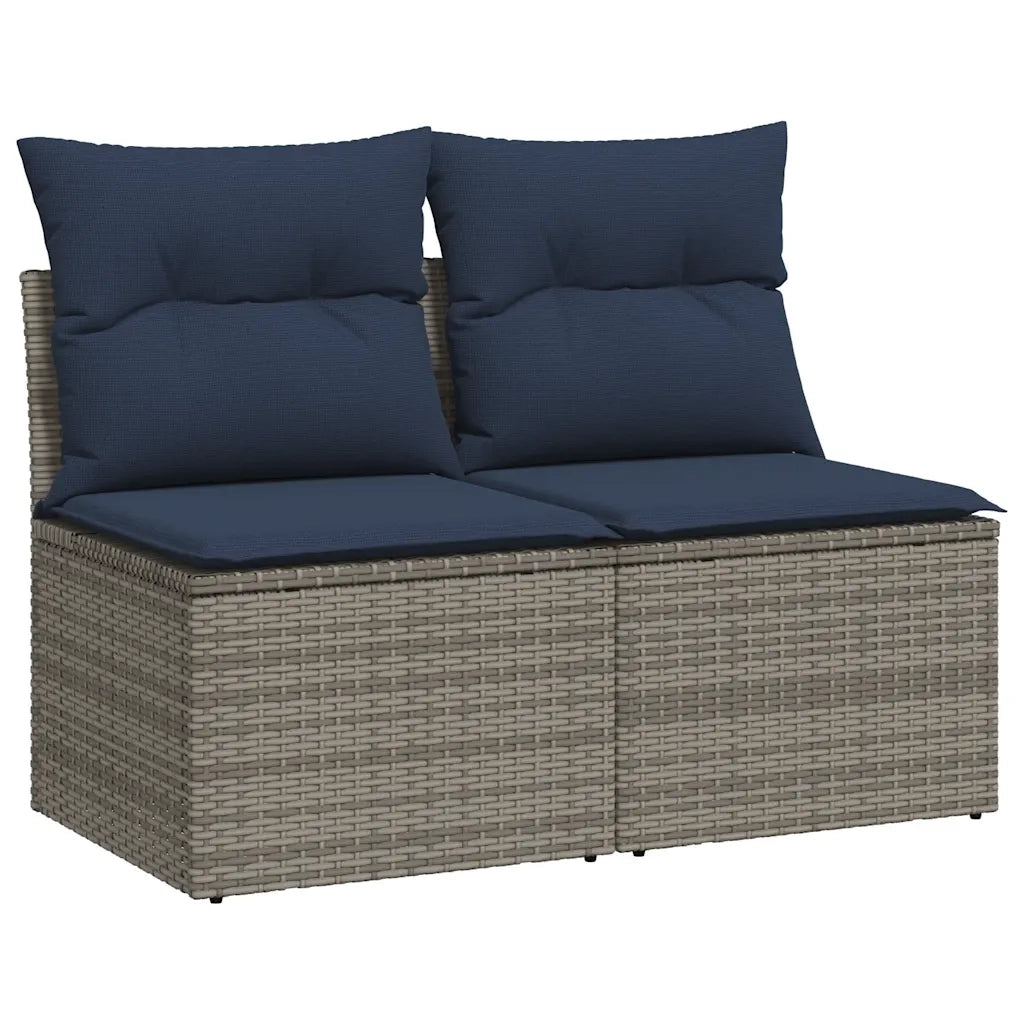 Set Divano Giardino 2 pz | Set Salotto da Giardino con Cuscini Grigio Polyrattan Acacia