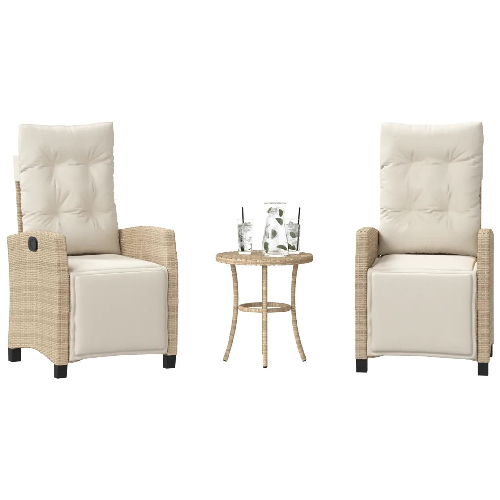Set da Bistr¨° 3 pz | Set Salotto da Giardino con Cuscini Beige in Polyrattan