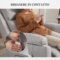 Poltrona Alzapersona Reclinabile con Poggiapiedi, in Tessuto effetto Lino, 83x89x102 cm, Grigio