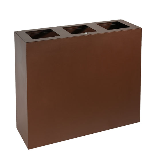 Pattumiera per Raccolta Differenziata 3 Scomparti Capacità 180 lt 90x30x80 cm in Acciaio Corten