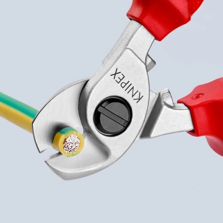 Knipex 95 26 165 Cesoia per Cavi con Molla di Apertura Isolata VDE 1000V 165 mm Cu Al fino a 50 mm² colore Rosso Giallo