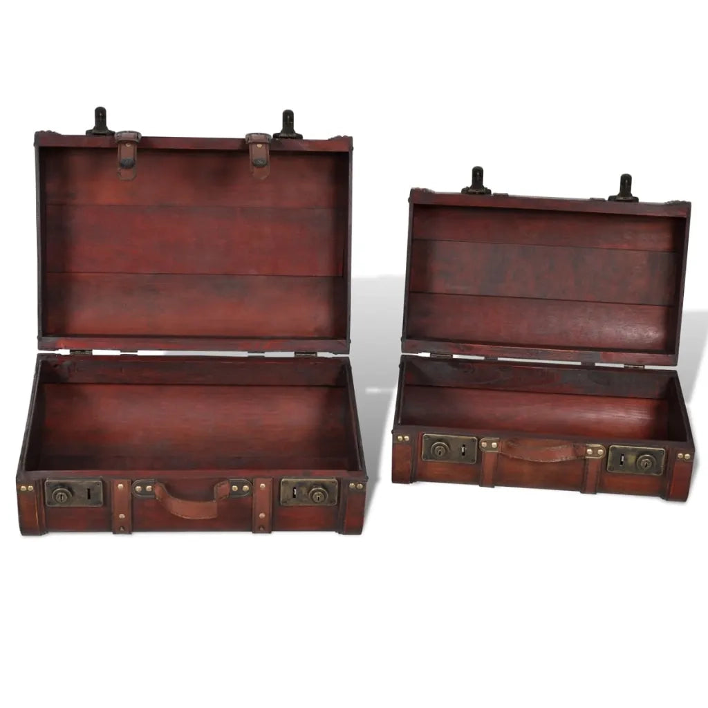 Baule del Tesoro in Legno 2 pz Vintage Marrone CFW2931000