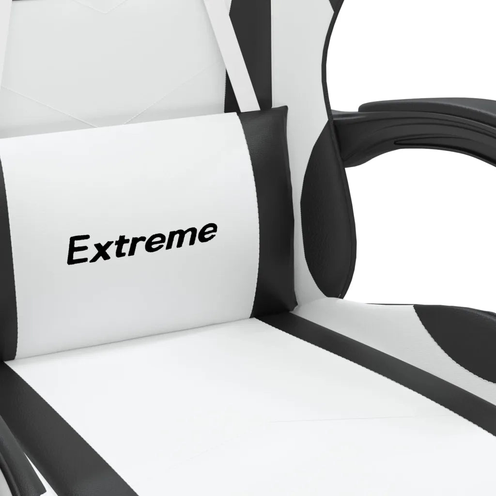 Sedia da Gaming con Poggiapiedi Bianco e Nero in Similpelle cod mxl 77548