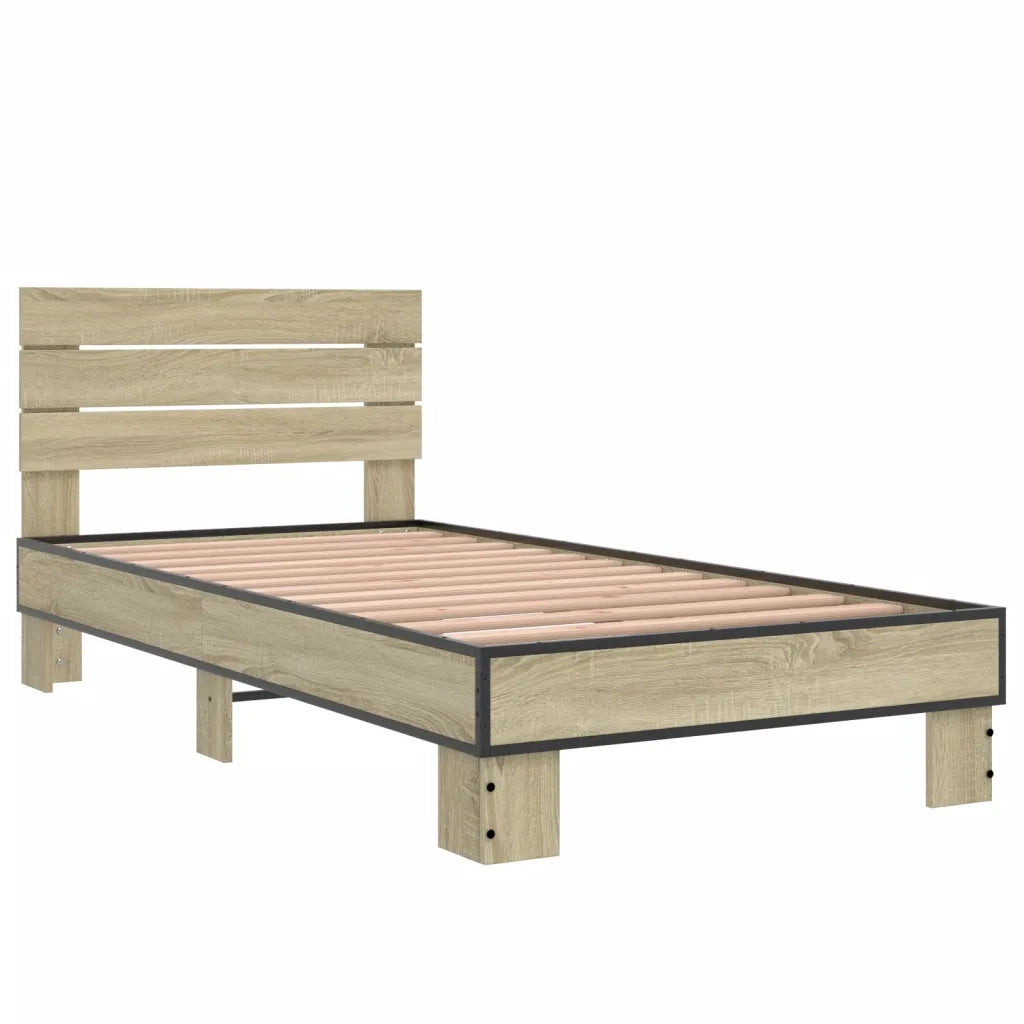 vidaXL Giroletto Rovere Sonoma 90x190cm in Legno Multistrato e Metallo