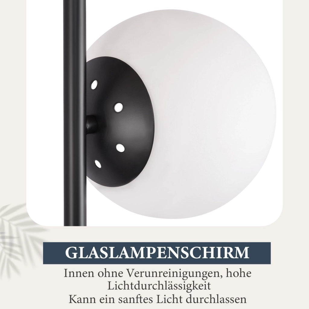 ZMH Lampada da terra moderna 3 luci E27 bianco vetro opalino design industriale vintage interruttore pedale