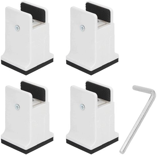Sistema di Elevazione per Letti 4 pezzi - Flessibile e Adattabile con Viti di Fermo - Elevatori di Testata - Mobili Pesanti - Antiscivolo - Elevazione Regolabile - Elevatori di Letto