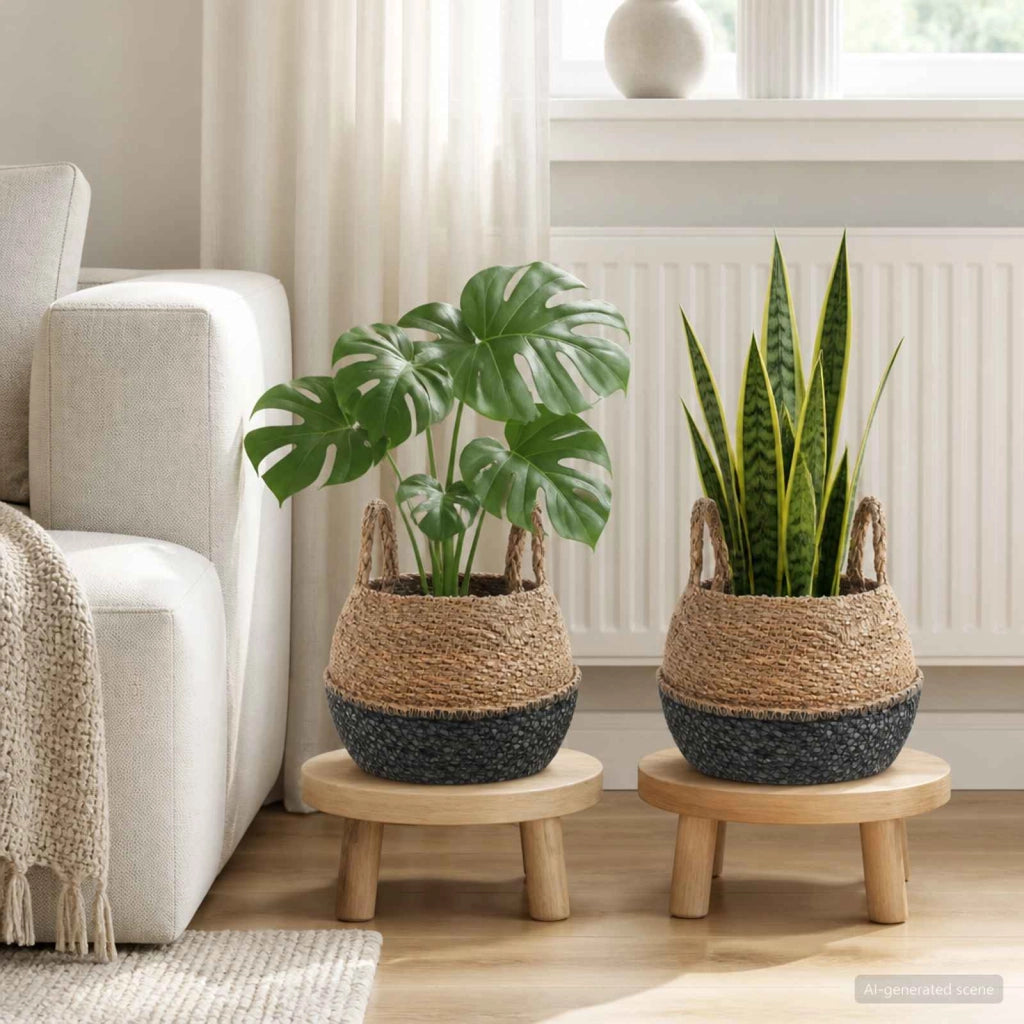 Vaso da fiori con manici 2 pz Nero Ø 22 x 20 cm 42012261