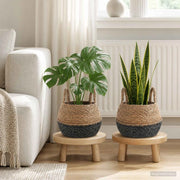 Vaso da fiori con manici 2 pz Nero Ø 22 x 20 cm 42012261