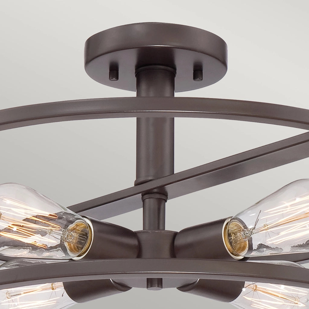 Lampada a Soffitto Industrial Nordico New Harbor Acciaio Bronzo Western 4 Luci E27