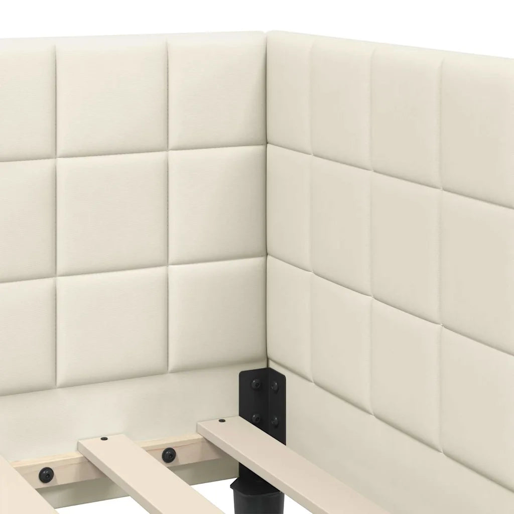 Struttura Letto Angolare con Materasso 2 pcs Crema Velluto