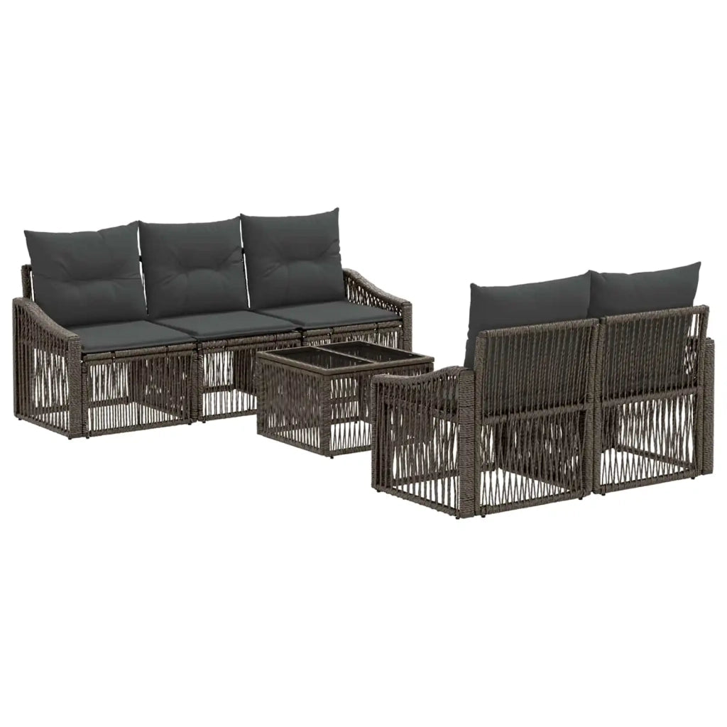 Set Divano da Giardino 6 pz Grigio polyrattan 3435935