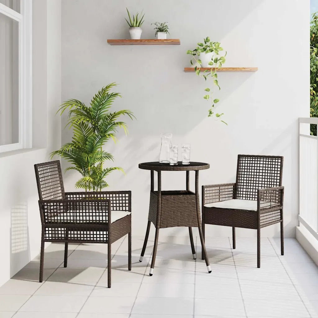 Set da Pranzo per Giardino 3 pcs Marrone polyrattan 3334943