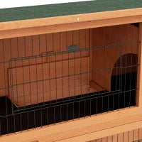 Conigliera da Esterno a 2 Livelli in Legno con Vassoio Rimovibile per 1-2 Conigli, Arancione