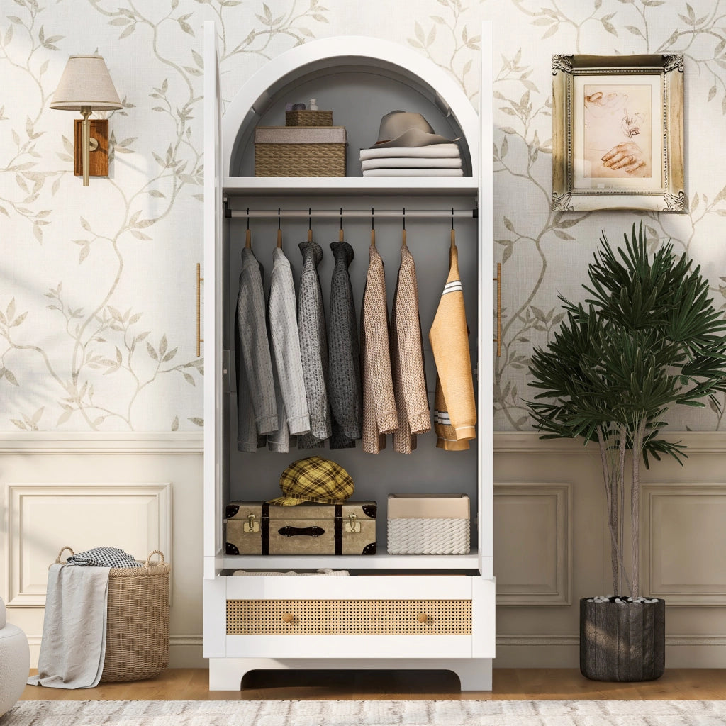 ARMADIO a 2 ante con 2 cassetti e vano interno 70x55x170 cm bianco