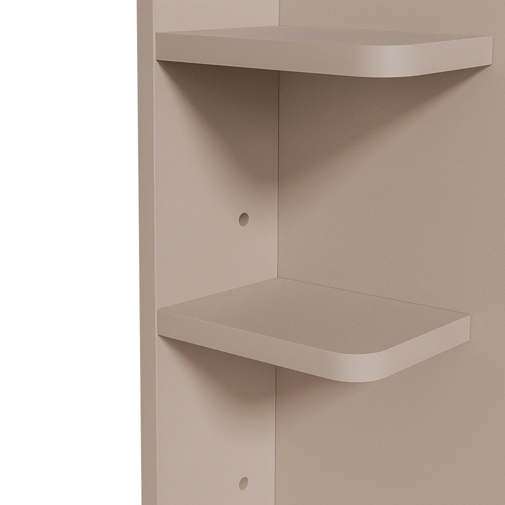 Afrodite - Toeletta Trucco con Luce LED Cassetto 3 Ripiani e Prese Postazione Make Up in Legno Tortora