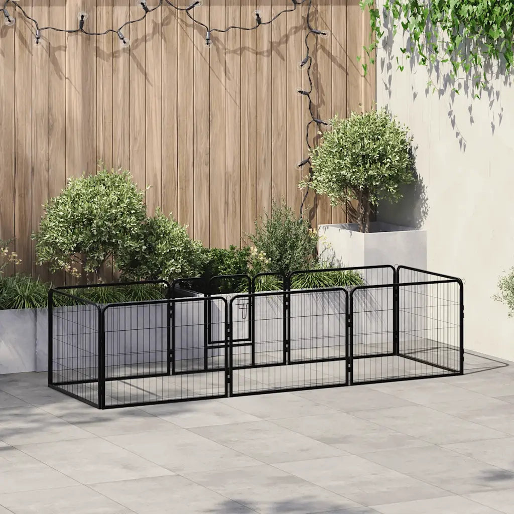 Box per Cani con 8 Pannelli in Acciaio 60x80 cm Nero CFW7657108