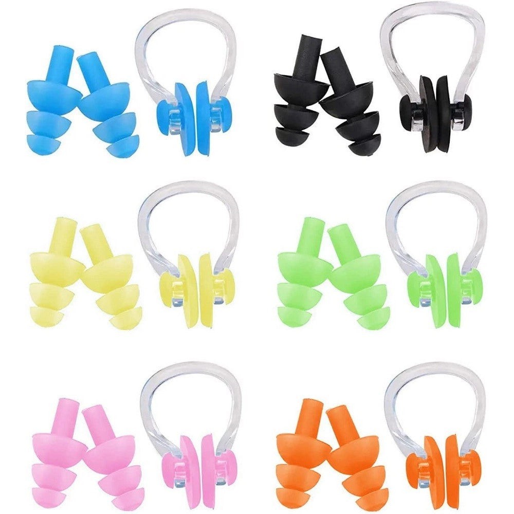 Trade Shop - Set Clip Naso Nuoto + Tappi Per Orecchie Immersioni Subacquee Assortiti 605431 -