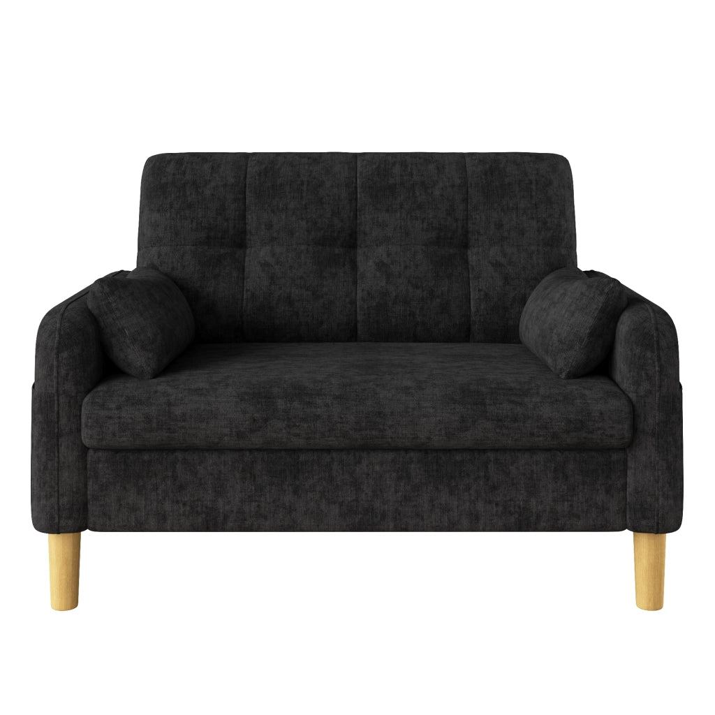 Divano 2 posti 119x78x85 cm con tasca laterale in ciniglia grigio