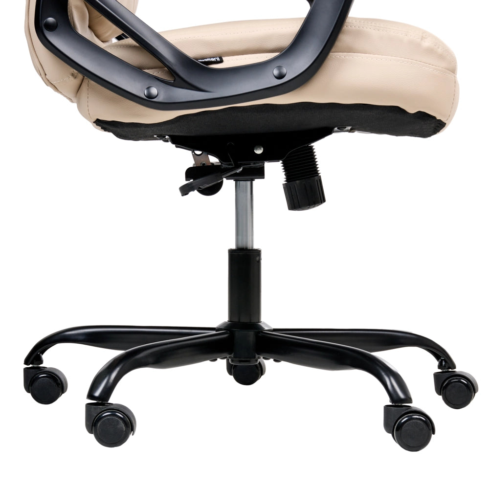 Sedia da ufficio direzionale Rivestimento in ecopelle beige Regolazione dell'altezza del sedile Imbottitura girevole