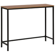 Consolle Piano in Legno Scuro Gambe Nere 100 x 30 cm Stile Industriale Soggiorno Corridoio