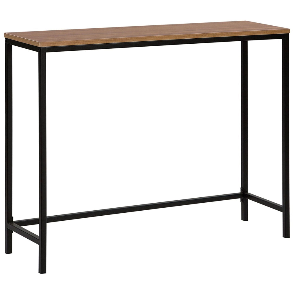 Consolle Piano in Legno Scuro Gambe Nere 100 x 30 cm Stile Industriale Soggiorno Corridoio