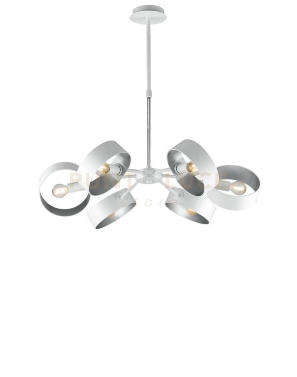 SOSPENSIONE OLYMPIC BIANCO/SILVER 6XE14 67X16CM