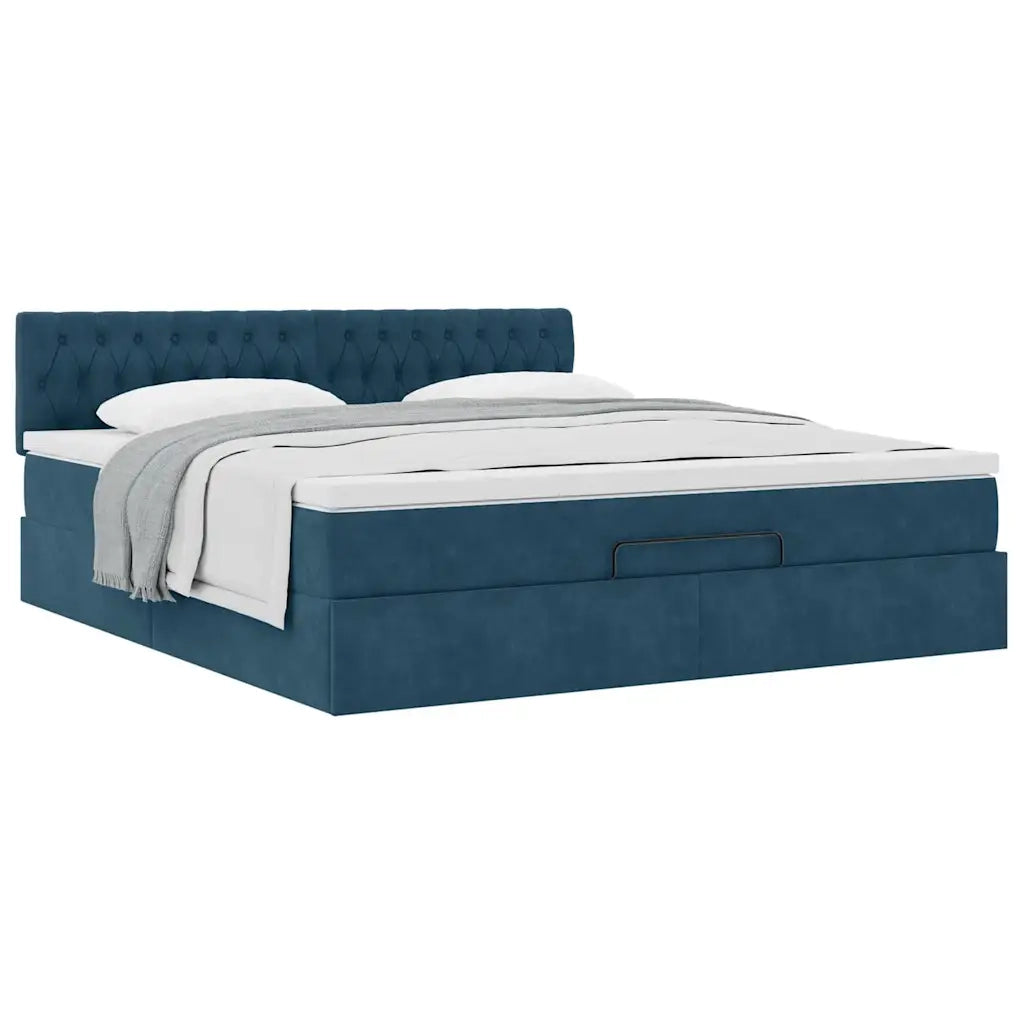 Struttura Letto Pouf con Materasso 160x200 cm in Velluto