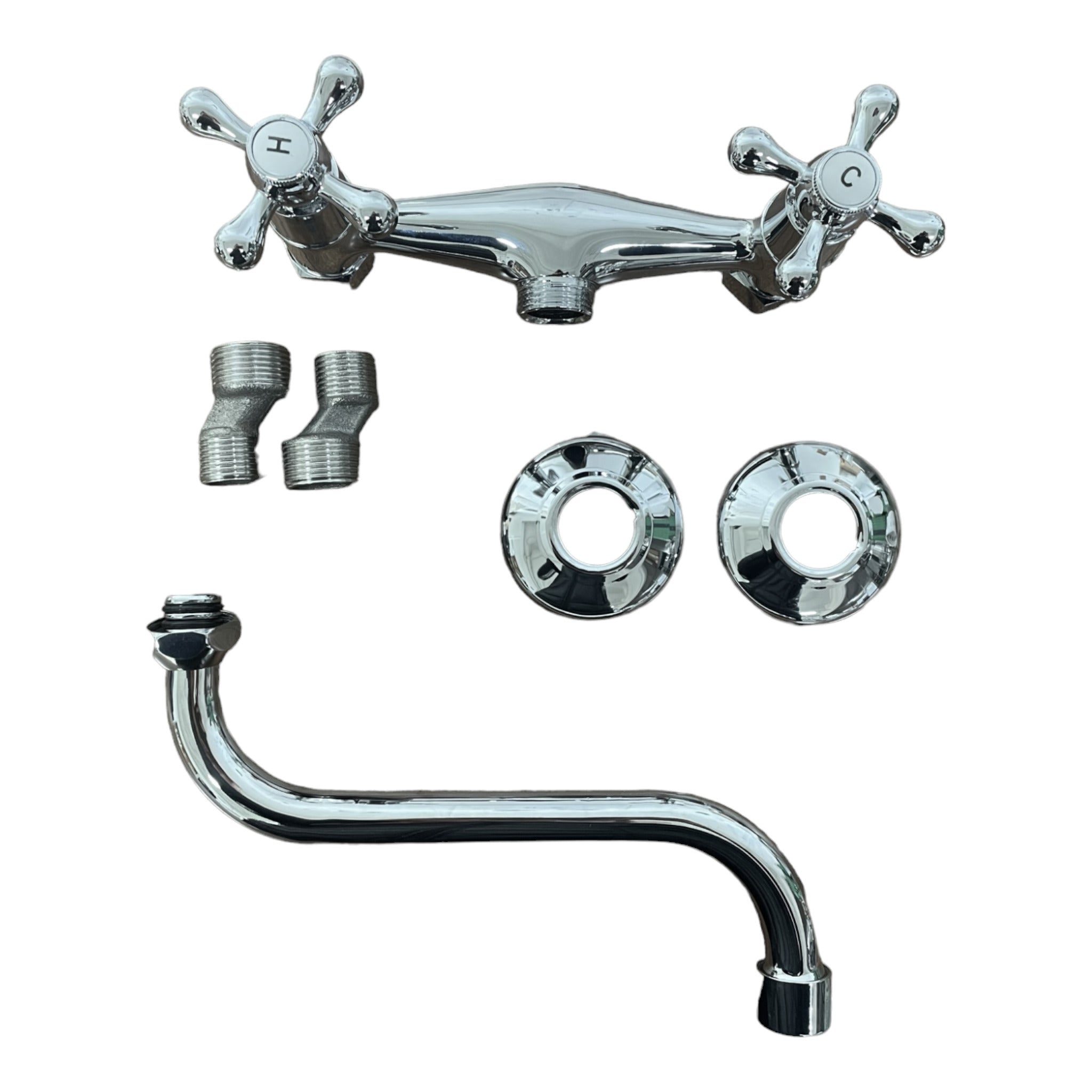 Rubinetto per cucina o lavatoio a muro parete maniglie stella,vintage per lavatoio