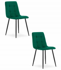 Sedia Valora PYRA in velluto verde scuro, design moderno x2
