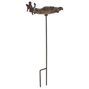 Fontana per uccelli marrone abbeveratoio d'acqua per uccelli in ferro per giardino Accento decorativo all'aperto