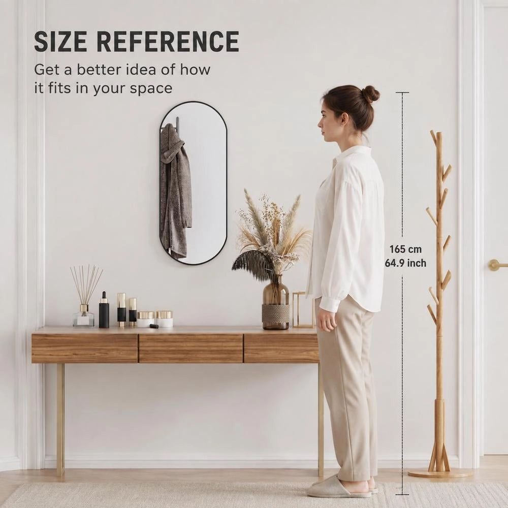 Wall Mirror Black 70x30 Cm Oval