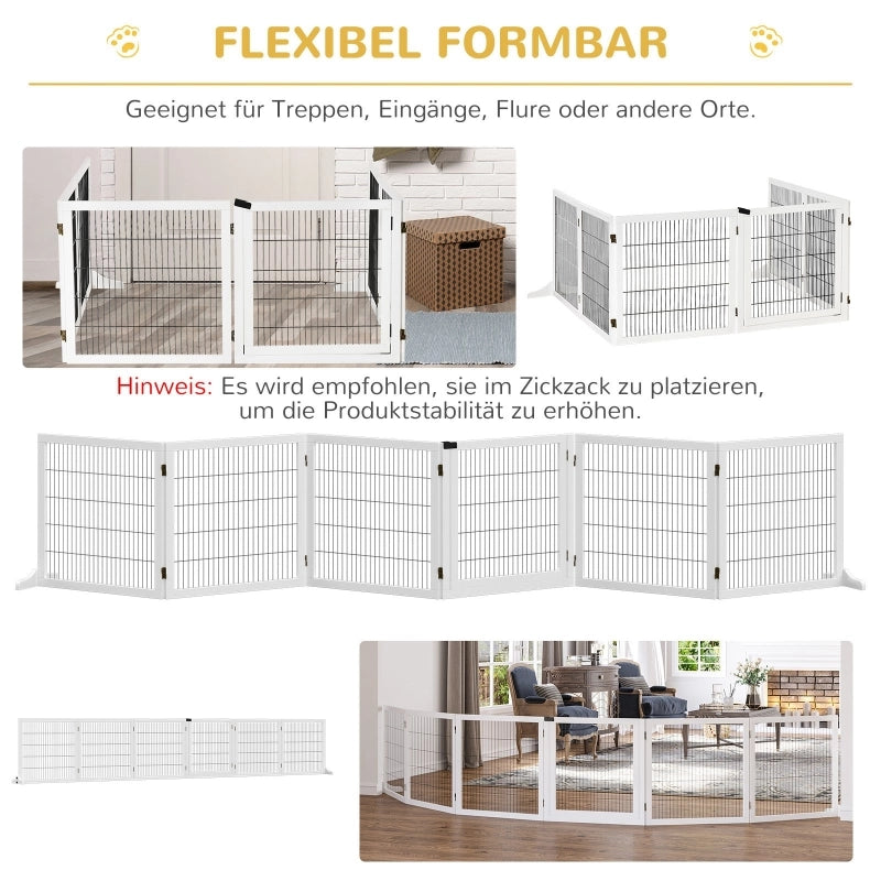 CANCELLETTO Barriera pieghevole per cani 432x70 cm Legno Bianco