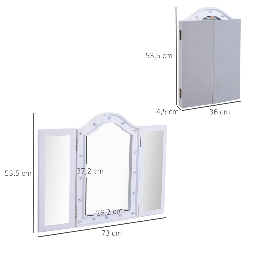 Specchietto da Trucco Illuminato LED Pieghevole ¨C zephmum ¨C 73x53.5x4.5cm
