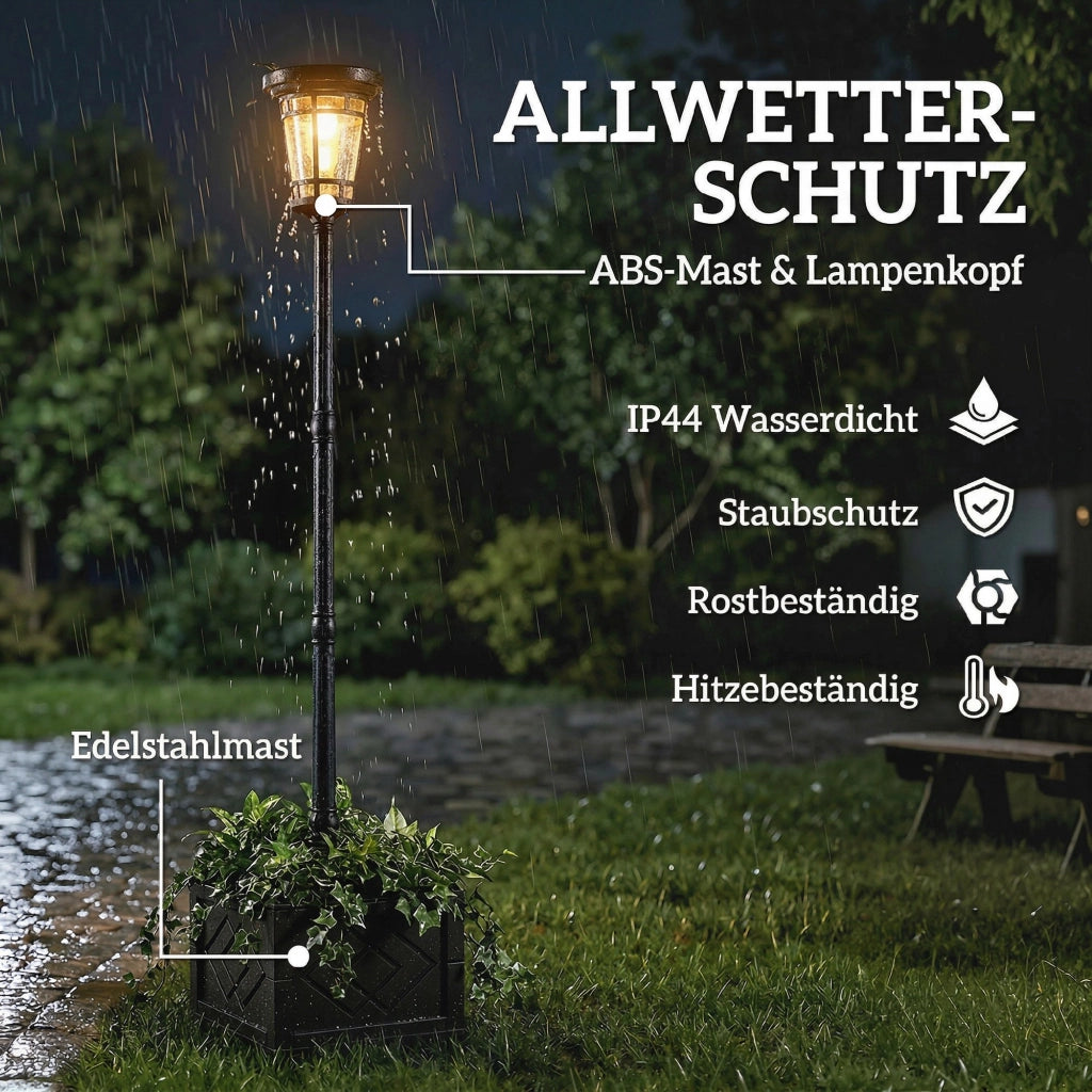 Lampada da giardino solare con vaso per fiori 195cm ¨C zephmum ¨C 2 livelli luminosit¨¤ IP44