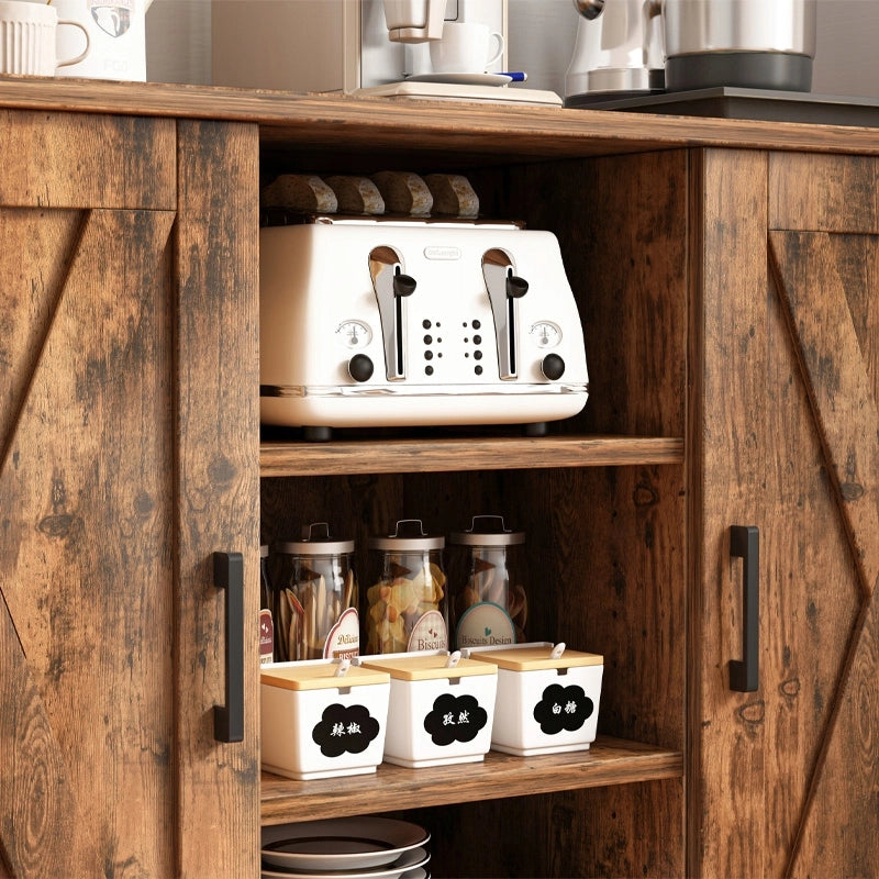 Credenza, mobile laterale con ripiani aperti, cassettiera vintage, cucina, soggiorno, loft