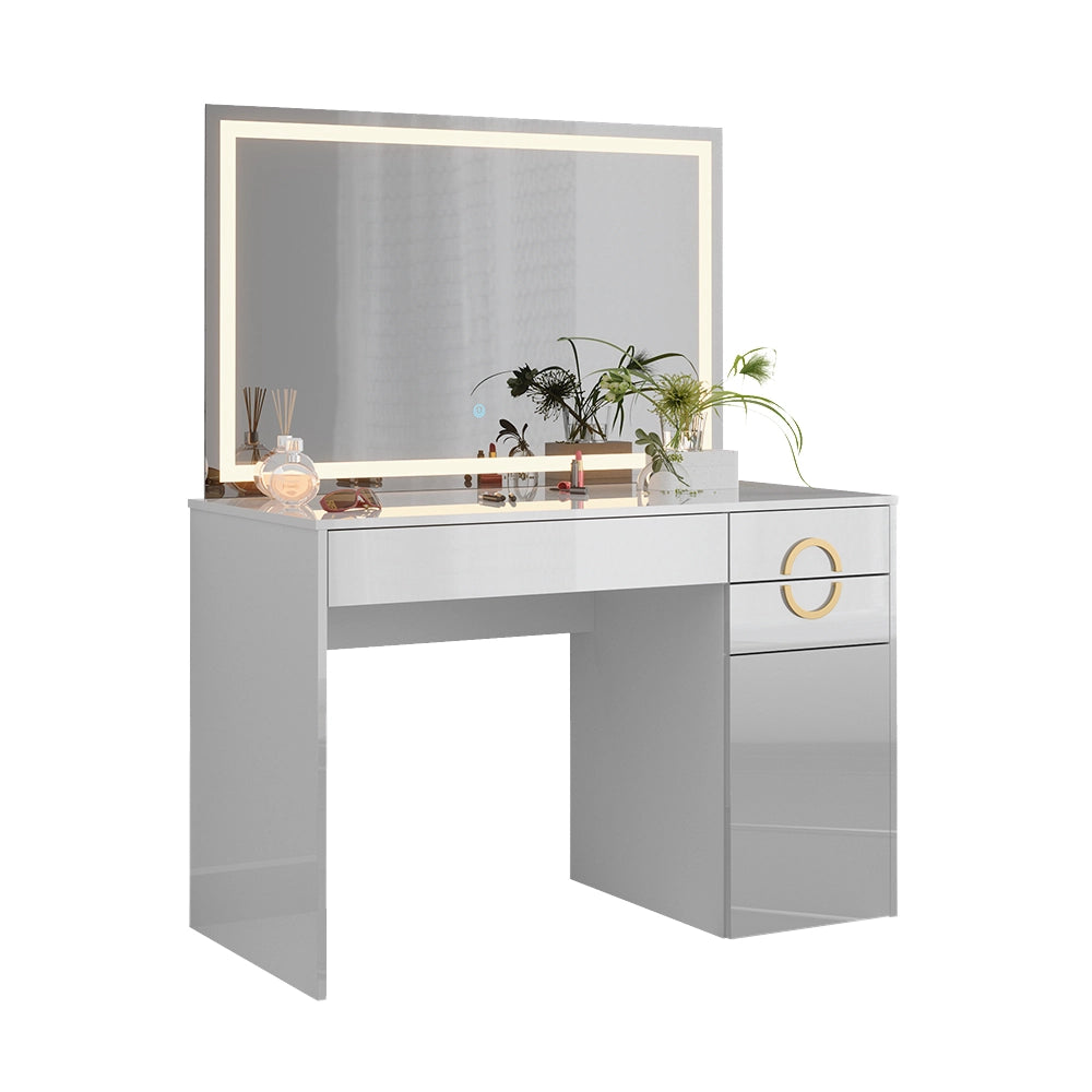 Vicco Tavolo da toeletta Bianco 115 cm con specchio a LED