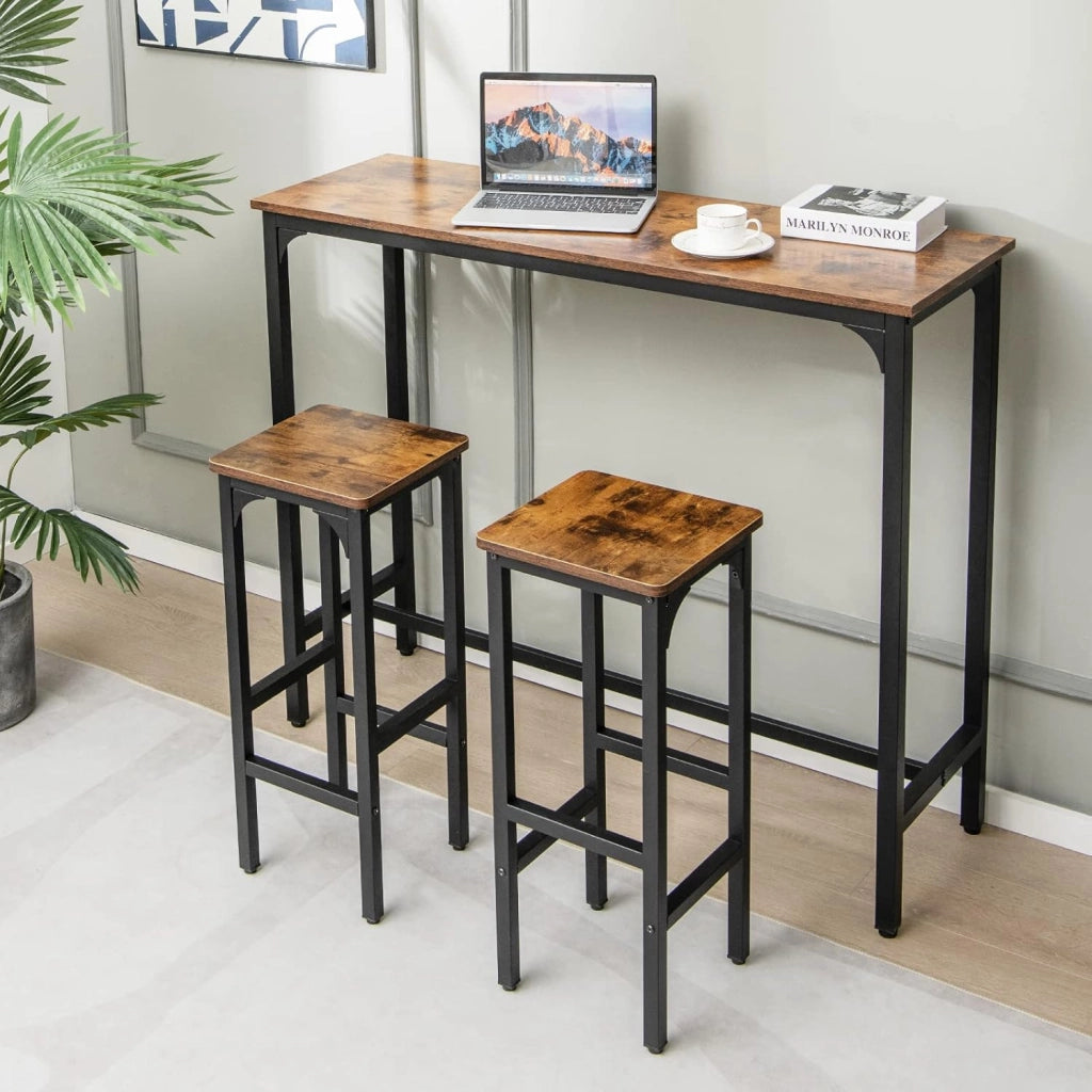 Set di 2 Sgabelli da Bar, Sgabello Cucina con Poggiapiedi, H71,5 cm, Gambe Regolabili, Struttura d'Acciaio, per Pub e Ristoranti, Marrone Rustico